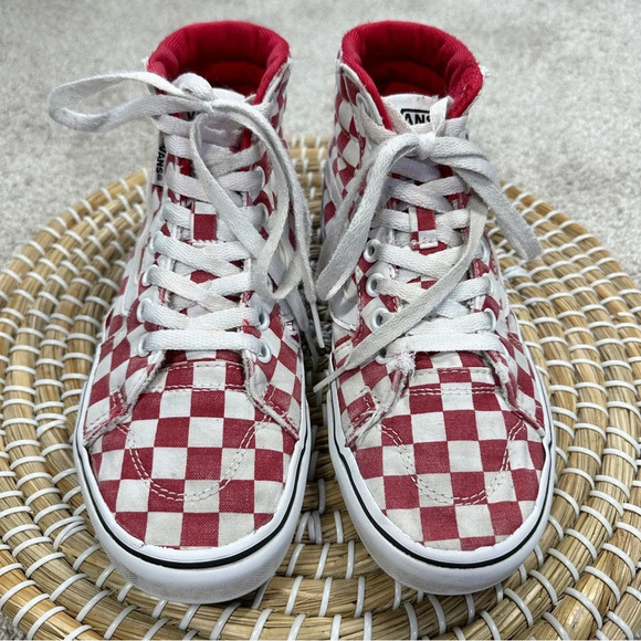 Vans Women’s Filmore High-Top Checkerboard Red Lace Up Sneakers Size 6 - Picture 3 of 13